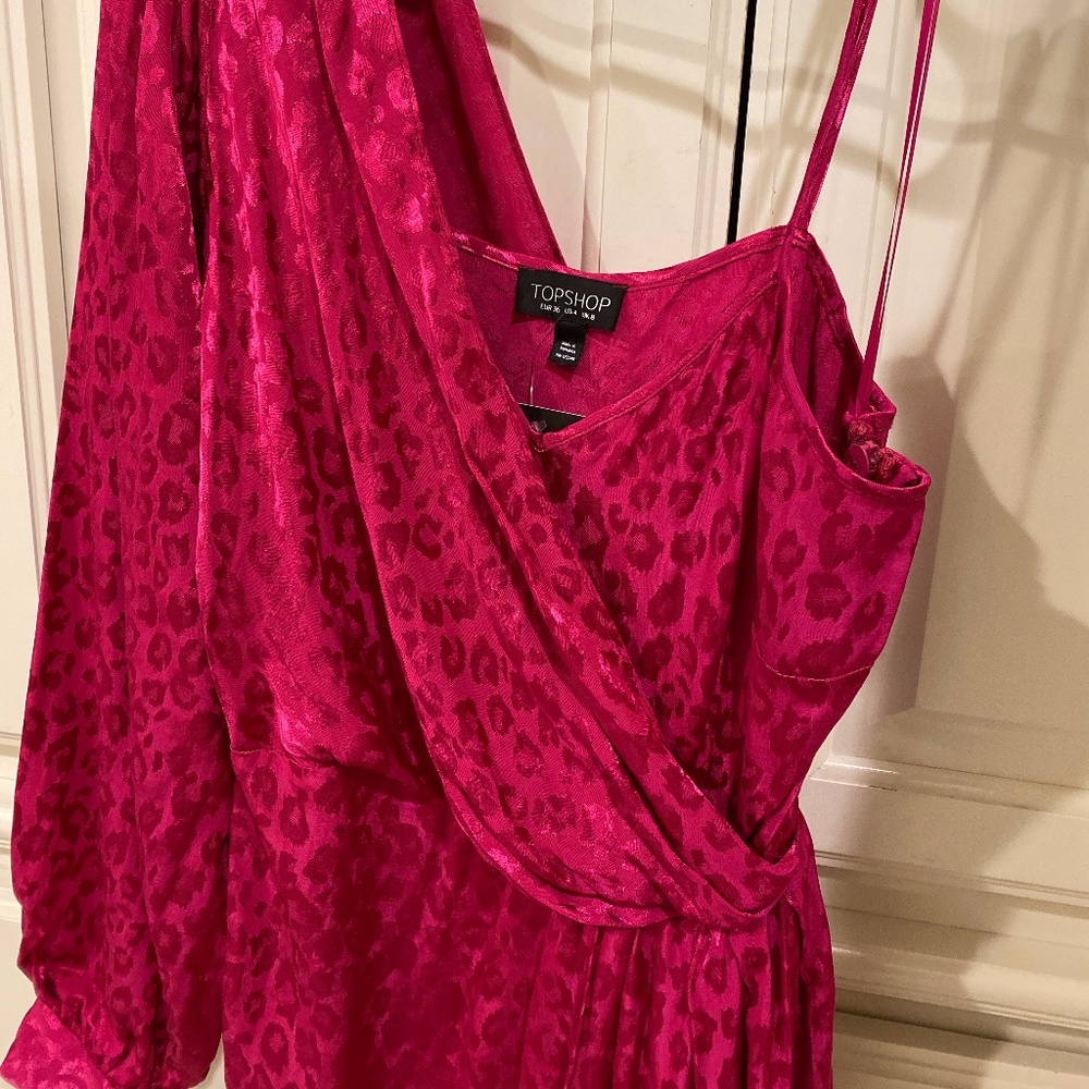Topshop One Shoulder Drop Jacquard Dress - Picture 3 of 3